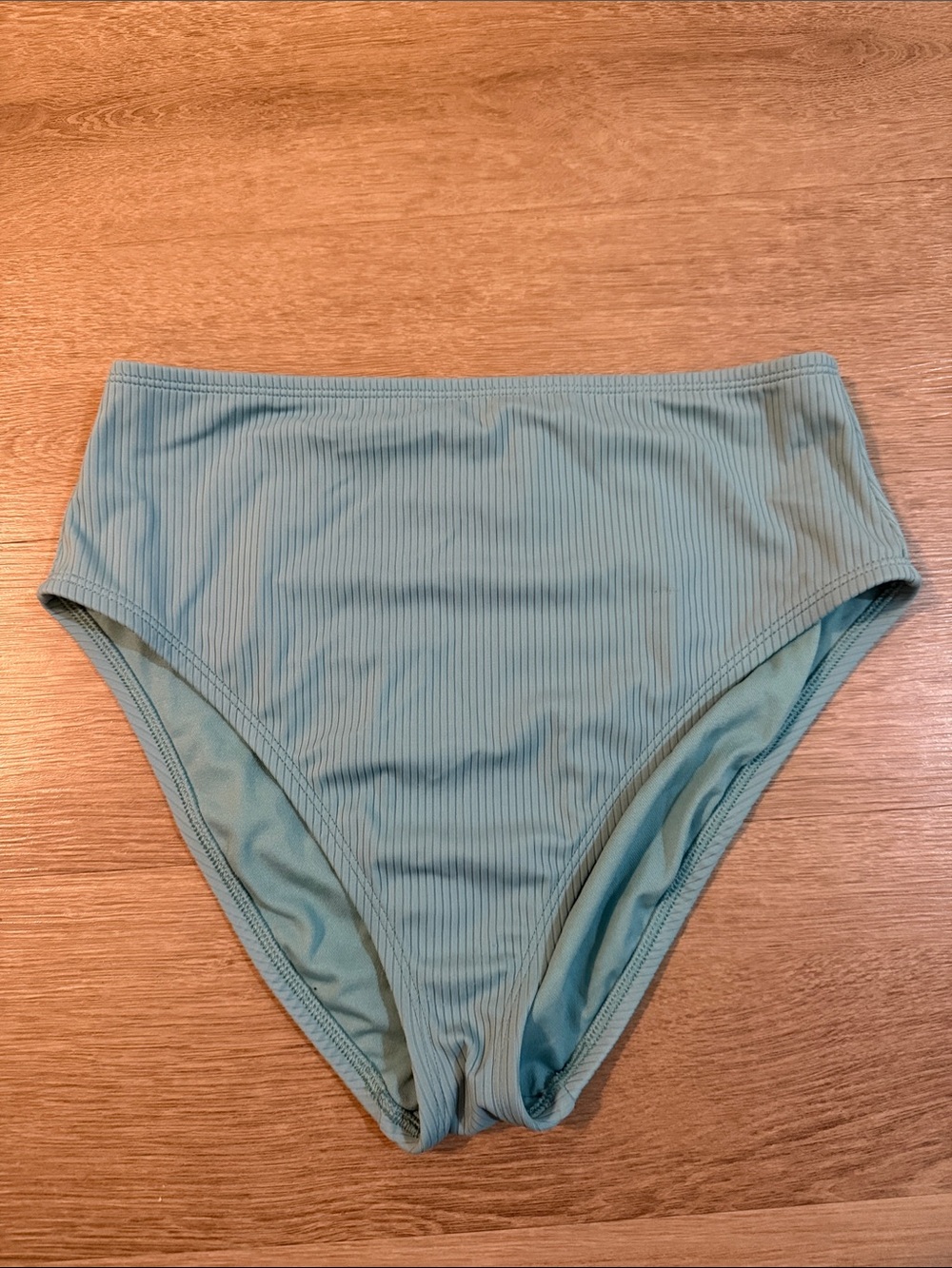 Shade & Shore Ribbed High-Waist Bikini Bottom in Sage